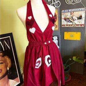 Custom Burgundy romper/ playsuit with Heart Accents
